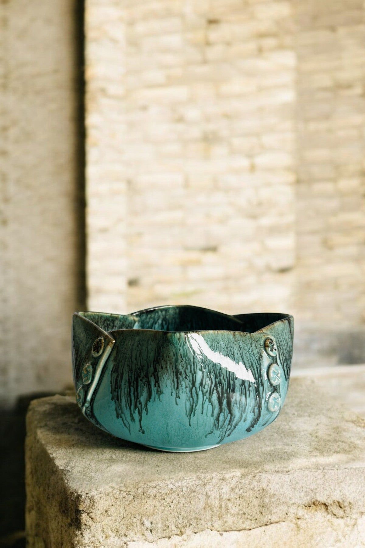 Buttoned Up Blue Serving Bowl